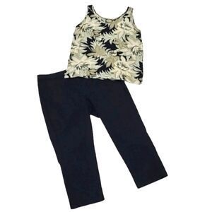 Tommy Bahama Sleeveless Rayon Blouse Floral Pattern Tank Top Tropical Leaves